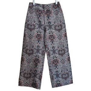 Urban Outfitters Julie Jacquard High Rise Cropped Wide Leg Trousers Pants Size 0
